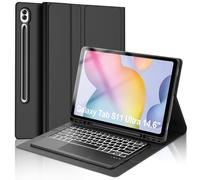 Étui avec clavier pour Samsung Galaxy Tab S11 Ultra 14,6" rétroéclairé 7 couleurs, pavé tactile intelligent multi-geste, clavier Bluetooth sans fil amovible, support fin en polyuréthane avec