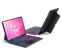 Étui avec clavier pour Samsung Galaxy Tab S11 Ultra/S10 Ultra/S9 Ultra/S8 Ultra 14,6" : clavier rétroéclairé 3 zones 7 couleurs avec pavé tactile | Coque magnétique amovible avec porte-stylo