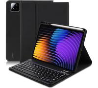 Étui avec clavier pour Xiaomi Pad 7/7 Pro, espagnol Ñ Ultra Slim Clavier avec fente de crayon, magnétique amovible sans fil Bluetooth pour Xiaomi Pad 7/7 Pro 11,2" 2025, noir