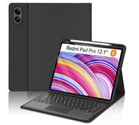 Étui avec clavier pour Xiaomi Redmi Pad Pro/Xiaomi Poco Pad 12,1" 2024, clavier folio amovible, pavé tactile multipoint, coque en polyuréthane avec porte-stylo, mise en veille/réveil automatique
