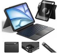 Étui avec Clavier QWERTY et touchpad pour iPad Air 13 M3 2025 et iPad Pro 13 M4 2024/12.9, Support Rotatif 360°, Clavier rétroéclairé