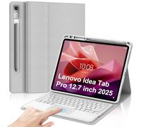 Étui avec clavier rechargeable pour Lenovo Idea Tab Pro 12,7" 2025 | Clavier Bluetooth sans fil magnétique amovible, pavé tactile multi-touch, porte-crayon, housse résistante aux taches