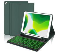Étui avec clavier rétroéclairé pour iPad 9e/8e/7e génération 10,2", iPad Air 3e génération, iPad Pro 10,5" - Porte-crayon intégré, clavier magnétique rechargeable rétroéclairé amovible, mise en veille