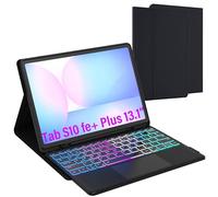 Étui avec clavier rétroéclairé pour Samsung Galaxy Tab S10 FE+ Plus 13,1" 2025 : clavier pavé tactile rétroéclairé 7 couleurs pour Galaxy Tab S10 FE+ 13" - Mode DEX en un clic - Coque de clavier
