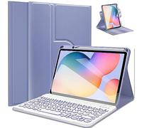 Étui avec clavier rétroéclairé pour Samsung Galaxy Tab S6 Lite 10,4" 2022/2020, clavier sans fil amovible avec coque rotative à 360° pour Galaxy Tab S6 Lite 10,4" SM-P610/P613/P615/P619
