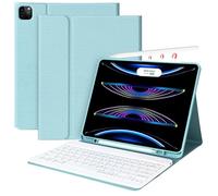 Étui avec clavier sans fil magnétique amovible et porte-crayon pour iPad Pro 12,9" 2022 6{^>e<^} génération/2021 5{^>e<^} génération/2020 4{^>e<^} génération/2018 3e génération, iPad Pro 12,9" (bleu