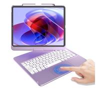 Étui avec clavier tactile pour iPad Pro 12,9" 6ème génération, rotation à 360° avec clavier tactile et porte-crayon pour iPad Pro 12,9" 5e/4e/3e génération (violet clair)