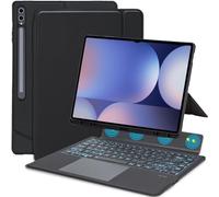 Étui avec clavier tactile rétroéclairé pour Galaxy Tab S10 Ultra 2024/Tab S9 Ultra 2023/Tab S8 Ultra 2022, béquille multi-angle rétroéclairée, support portrait/paysage, coque magnétique amovible