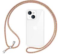 Étui avec cordon pour iPhone 15 Étui à porter autour du cou Étui de protection pour téléphone portable Cordon arc-en-ciel
