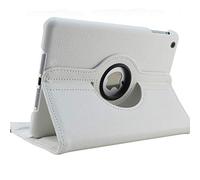 Étui avec Housse de Fonction de réveil du Sommeil pour étui iPad Air 2 Modèle A1566 A1567 Housse pour Tablette 360 degrés Rotatif Coque en Cuir PU-Blanc