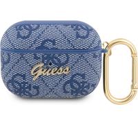 Etui avec mousqueton CG Mobile Guess PU-cuir 4G avec logo en métal pour AirPods 3, couleur bleue