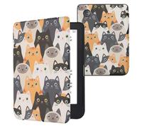 kwmobile Étui Compatible avec Kobo Clara 2E Coque - Étui à Rabat magnétique Tablette eReader Similicuir - Orange-Noir-Blanc