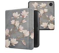kwmobile Étui Compatible avec Kobo Libra Colour Coque - Étui à Rabat magnétique Tablette eReader Similicuir - Taupe-Blanc-Bleu-Gris