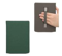 kwmobile Coque Compatible avec Pocketbook InkPad 4 / Color 3 / Color 2 Coque - Étui à Rabat Magnétique pour Liseuse eReader en Toile avec Sangle - Vert foncé
