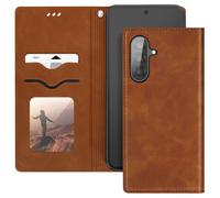 Étui - AVIZAR - Samsung Galaxy A56 - Cuir vegan Marron - Support vidéo - Protection intégrale
