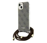 Étui bandoulière Guess Cord 4G pour iPhone 15, marron