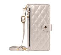 Étui Bandoulière pour Galaxy S26 Ultra avec Pochette Zippée et Support Vidéo Blanc