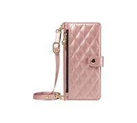 Etui Bandoulière pour Galaxy S26 Ultra avec Pochette Zippée et Support Vidéo Rose champagne