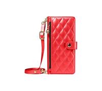 Etui Bandoulière pour Galaxy S26 Ultra avec Pochette Zippée et Support Vidéo Rouge