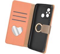 Étui Bandoulière pour Xiaomi Redmi 12C Portefeuille Pochette Zippée Abricot