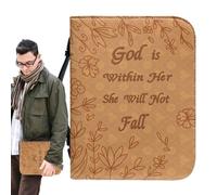 Étui Bible en cuir PU - Couverture d'Écriture pour hommes, sac à fermeture éclair sécurisée | Protecteur de livre élégant avec poignée confortable pour les dévotions quotidiennes, les magazines de