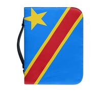 Étui Bible Grande Capacité Avec Poignée Motif Drapeau De La République Démocratique Du Congo En Cuir Pu Pour Femmes Et Hommes Accessoires Pour L'Étude Biblique