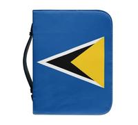 Étui Bible Grande Capacité Motif Drapeau De Sainte-Lucie Avec Poignée Fermeture Éclair Pochette Imperméable En Pu Grand Format Pour Femmes Et Hommes