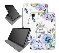 Étui bleu Bible pour Samsung Galaxy Tab A7 Lite 8,7" version 2021 (modèle : SM-T220/T225/T227), support pliable rotatif à 360 degrés, plusieurs angles de vue avec mise en veille/réveil automatique