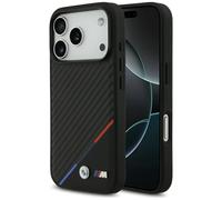 CG Mobile Coque BMW M Carbon Tricolor Line compatible avec MagSafe pour iPhone 17 Pro (noir)