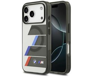 Etui BMW M IML Metal Buttons Tricolor Lines MagSafe do iPhone 17 Pro antracyt