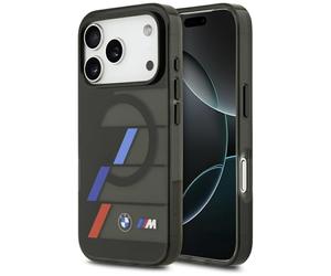 Etui BMW M IML Metal Buttons Tricolor Lines MagSafe do iPhone 17 Pro czarny