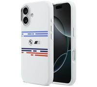Etui BMW M Silicon Horizontal Line MagSafe do iPhone 17 bia?y