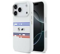 Etui BMW M Silicon Horizontal Line MagSafe do iPhone 17 Pro bia?y