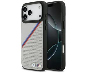 Etui BMW M Tricolor Metal Logo MagSafe do iPhone 17 Pro Max szary