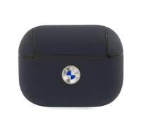 Étui BMW pour AirPods Pro, cuir véritable, logo argenté, bleu marine