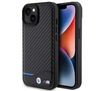 Étui BMW pour iPhone 15 6.1 noir Leather Carbon