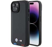 Étui BMW pour iPhone 15 6.1 noir Leather Stamp Tricolor