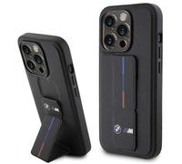 Coque Pour Iphone 15 Pro Simili Cuir Béquille Support Bmw Noir