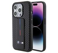 CG Mobile Coque iPhone 15 Pro 6,1" BMHCP15LGSPCCK – Noir lisse Hardcase Grip Stand Carbone