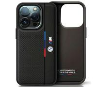 CG Mobile – Coque pour iPhone 15 Pro 6,1" BMW BMHCP15L23PUPVK Noir Ligne Tricolore Perforée
