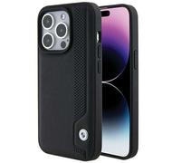 Étui BMW pour iPhone 15 Pro Max 6.1 noir étui rigide Leather Blue Dots