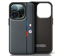 Étui BMW pour iPhone 16 6.1 anthracite étui rigide M Perforated Tricolor Detail Line