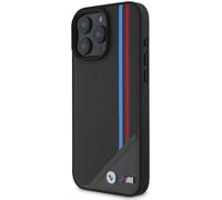 Étui BMW pour iPhone 16 6.1 noir étui rigide M Meshed Tricolor Stripes MagSafe