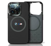 Étui BMW pour iPhone 16 6.1 noir étui rigide M Silicone Printed Ring MagSafe