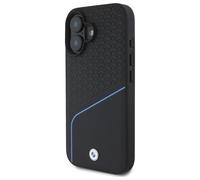 Étui BMW pour iPhone 16 6.1 noir étui rigide Sign Leather Textured And Line MagSafe