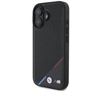 Étui BMW pour iPhone 16 Plus 6.7 noir étui rigide M Perforated Tricolor Line MagSafe