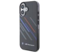 Étui BMW pour iPhone 16 Plus 6.7 noir étui rigide Motosport IML Random Stripes