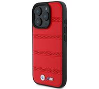 Étui BMW pour iPhone 16 Pro 6.3 rouge étui rigide M Perforated And Stitched Line MagSafe