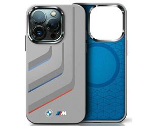 Étui BMW pour iPhone 16 Pro Max 6.9 gris étui rigide Silicone Turning Lines MagSafe