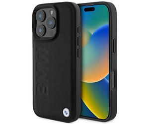 Étui BMW pour iPhone 16 Pro Max 6.9 noir étui rigide Leather Hot Stamp MagSafe